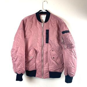 Stereo Vinyls Military Inspired Bomber Jacket Parka Pink Pockets Utility Size M